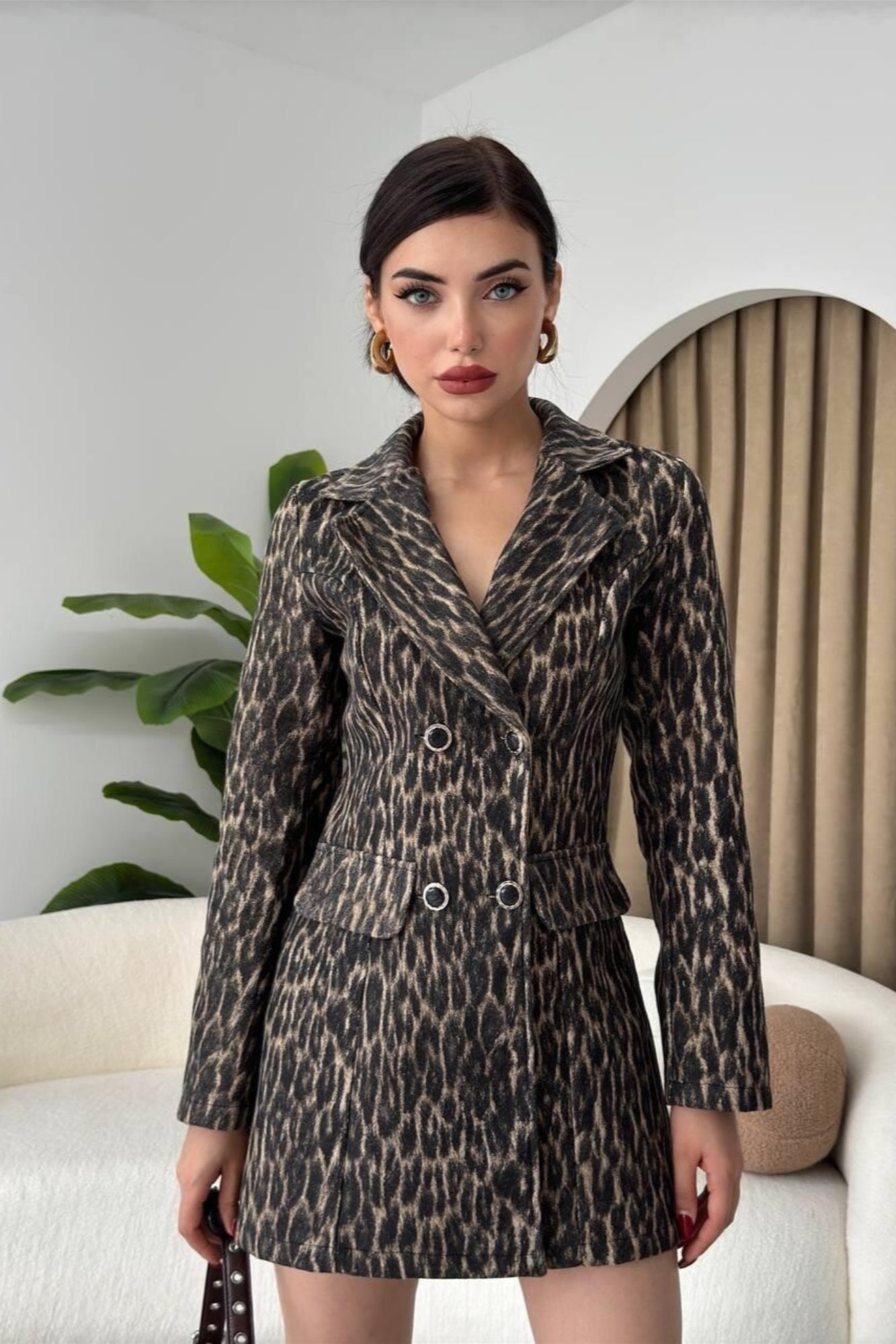 CHAQUETA DE CACHEMIRA DE LEOPARDO