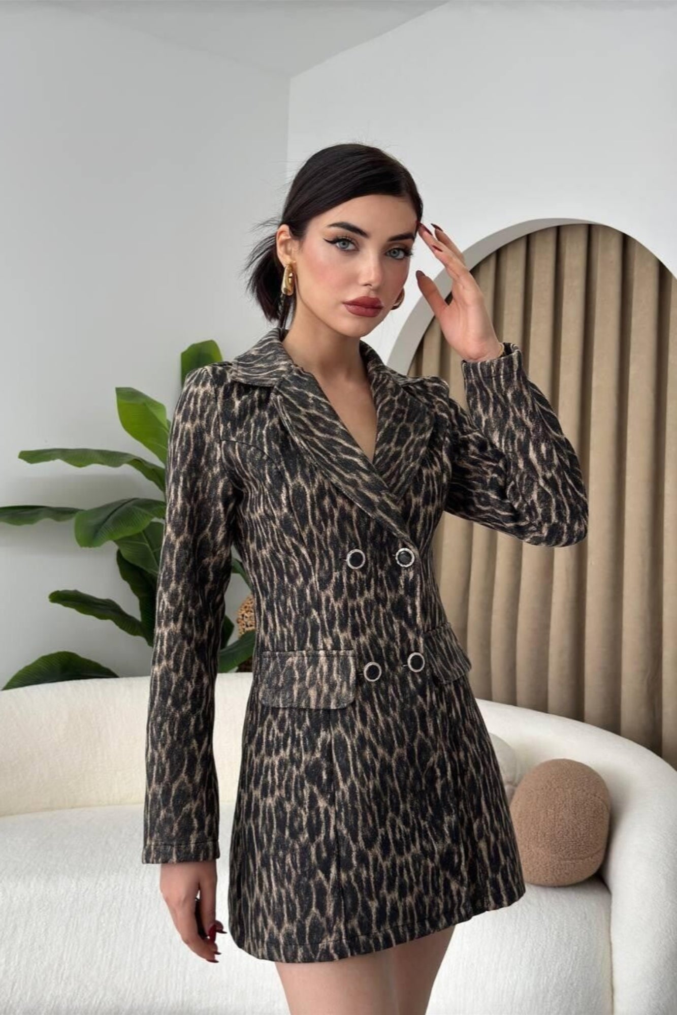 CHAQUETA DE CACHEMIRA DE LEOPARDO